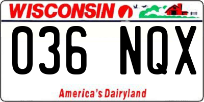 WI license plate 036NQX
