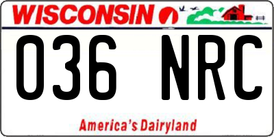 WI license plate 036NRC