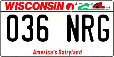 WI license plate 036NRG