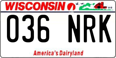 WI license plate 036NRK