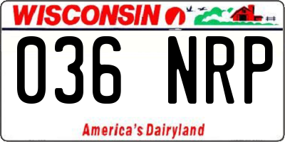 WI license plate 036NRP