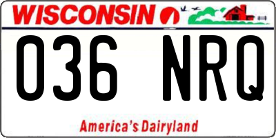 WI license plate 036NRQ