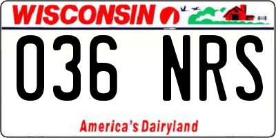 WI license plate 036NRS