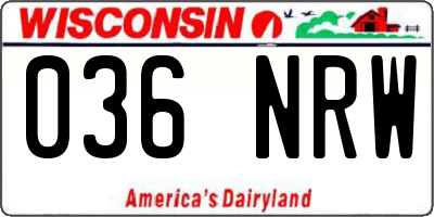 WI license plate 036NRW
