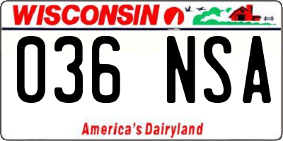 WI license plate 036NSA