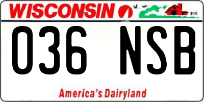 WI license plate 036NSB