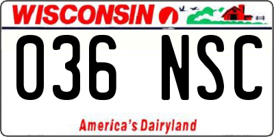 WI license plate 036NSC