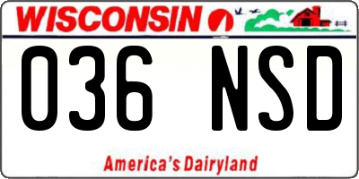 WI license plate 036NSD