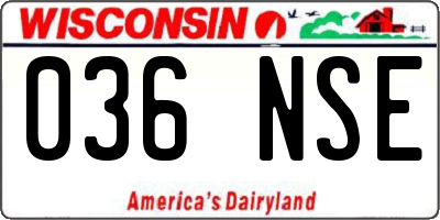 WI license plate 036NSE