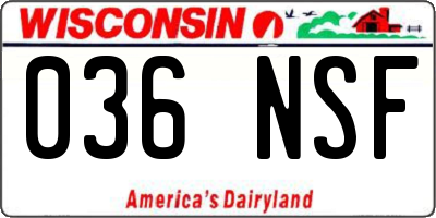 WI license plate 036NSF