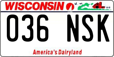 WI license plate 036NSK