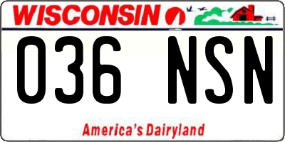 WI license plate 036NSN