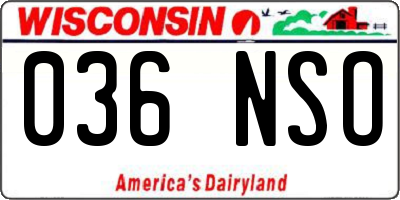 WI license plate 036NSO
