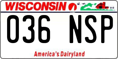 WI license plate 036NSP