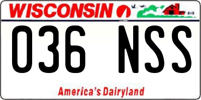 WI license plate 036NSS