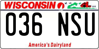 WI license plate 036NSU