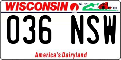 WI license plate 036NSW