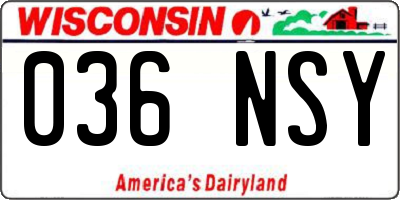WI license plate 036NSY