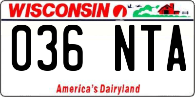 WI license plate 036NTA
