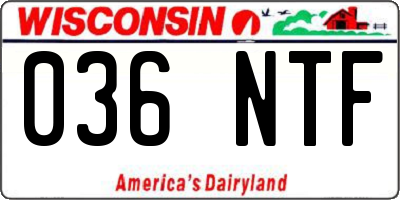 WI license plate 036NTF