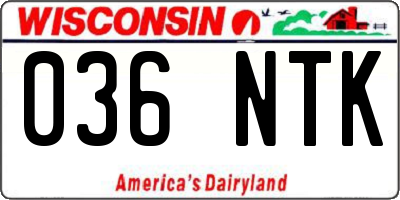 WI license plate 036NTK