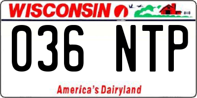 WI license plate 036NTP