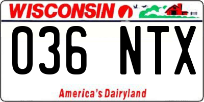 WI license plate 036NTX