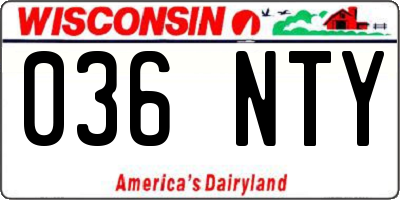 WI license plate 036NTY