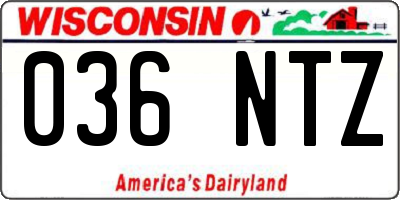 WI license plate 036NTZ