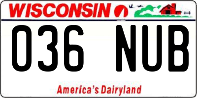 WI license plate 036NUB