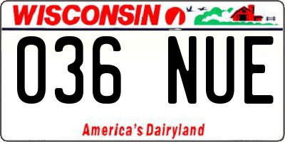 WI license plate 036NUE