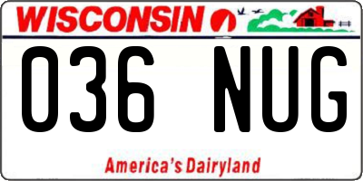 WI license plate 036NUG