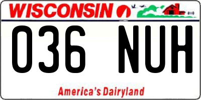 WI license plate 036NUH