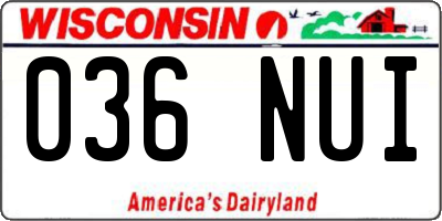 WI license plate 036NUI