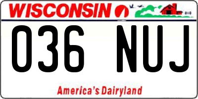 WI license plate 036NUJ