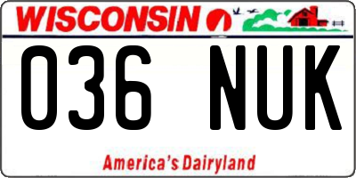 WI license plate 036NUK