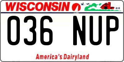 WI license plate 036NUP