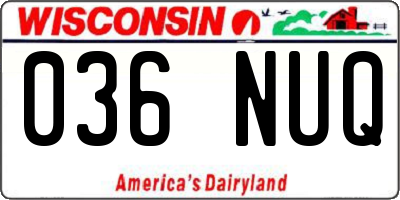 WI license plate 036NUQ