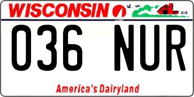 WI license plate 036NUR