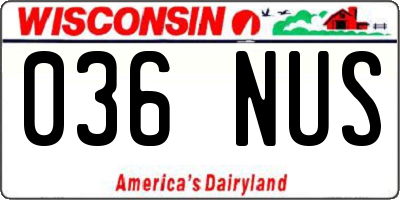 WI license plate 036NUS