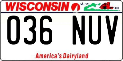 WI license plate 036NUV