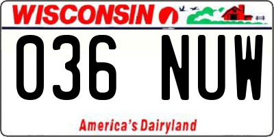 WI license plate 036NUW