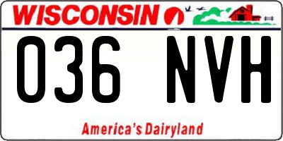 WI license plate 036NVH