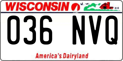 WI license plate 036NVQ