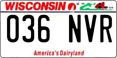 WI license plate 036NVR