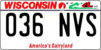 WI license plate 036NVS