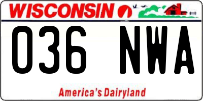 WI license plate 036NWA