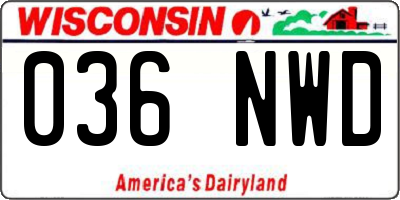 WI license plate 036NWD