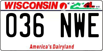 WI license plate 036NWE
