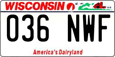 WI license plate 036NWF